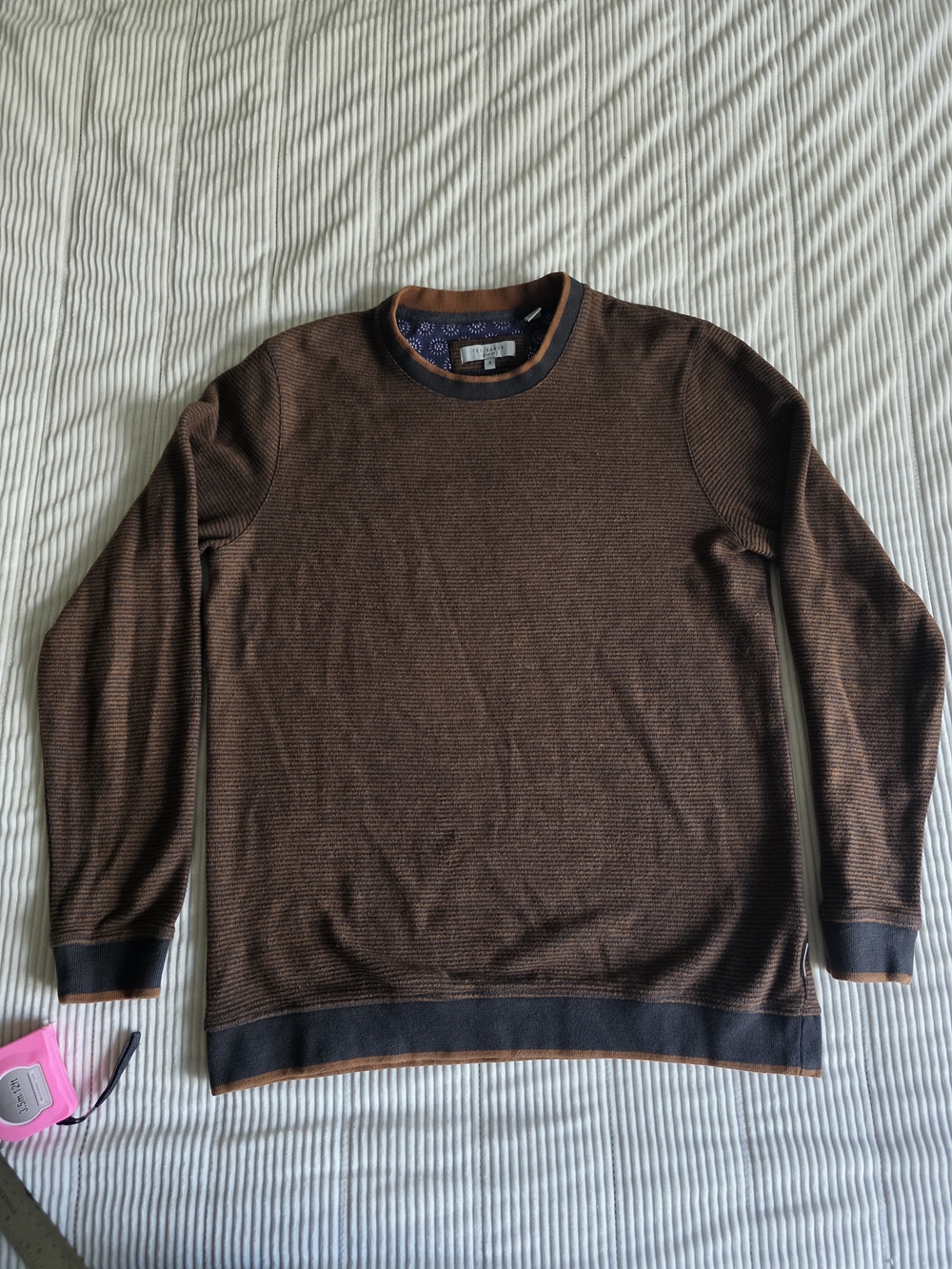 Ted Baker Brown Stripe Crewneck Sweater -  Men's